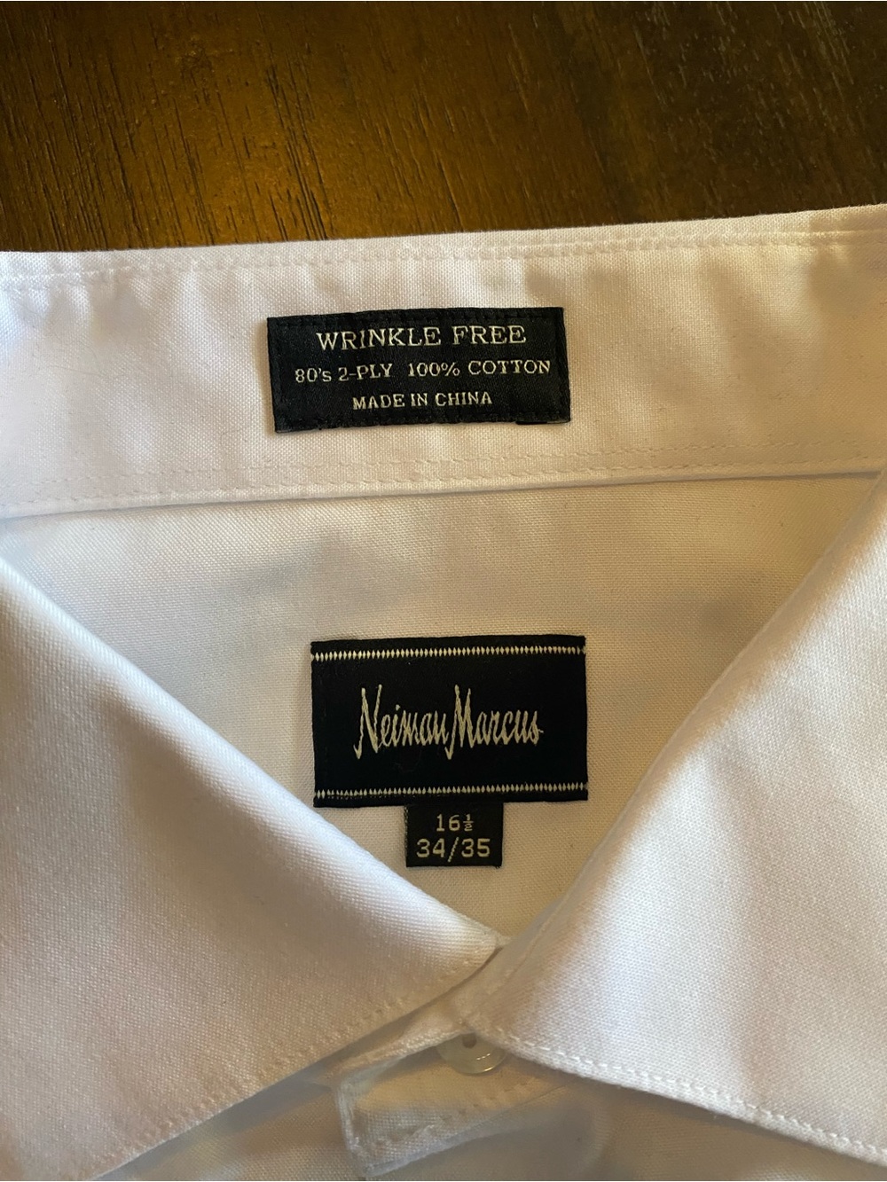 Neiman Marcus White Wrinkle-Free Cotton Dress Shirt - Classic Collar